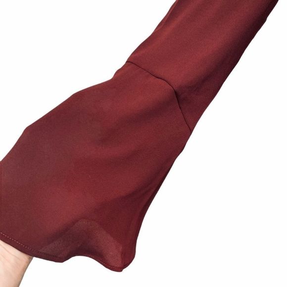 SAM EDELMAN NWT Bell Sleeve A-Line Dress Burgundy Red 4 - Picture 8 of 14
